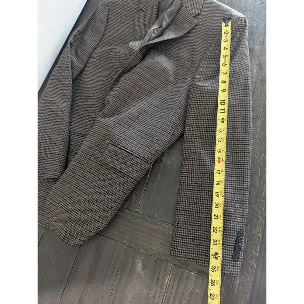 Ralph Lauren Black Label Houndstooth Brown ‎ Blazer Jacket Sport Coat Mens 44L